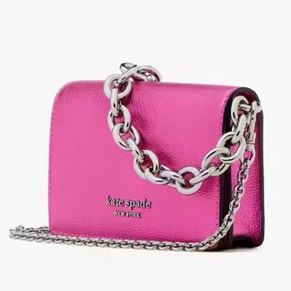 Kate Spade Bikini Pink Dual Chain Card Case Crossbody - Picture 3 of 7